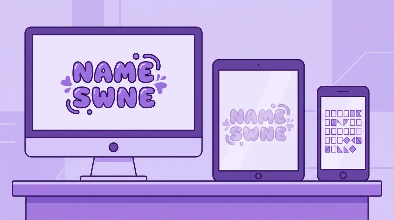 The same styled name rendering differently across phone, tablet and desktop screens